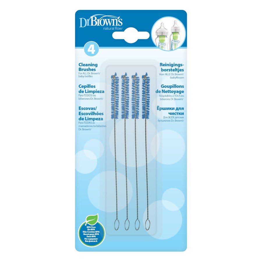 DR BROWN'S BABY BREAST MILK FEEDING BOTTLE CLEANING BRUSHES x4 #620 