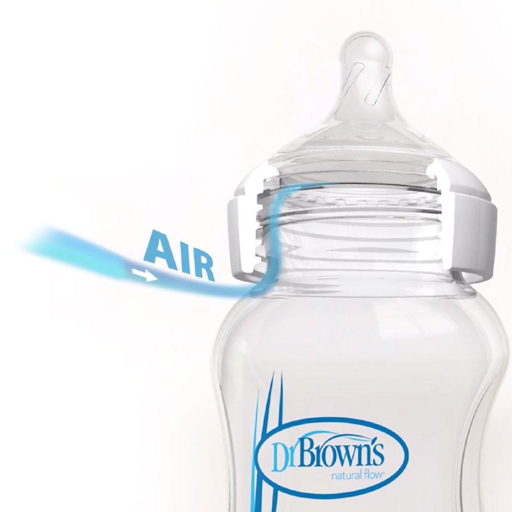 Dr. Brown's Dr. Brown’s Natural Flow® Anti-Colic Options+™ Wide-Neck Glass Baby Bottle, with Level 1 Slow Flow Nipple