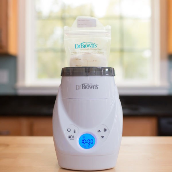 Milkspa on kitchen counter with milk storage bag inside