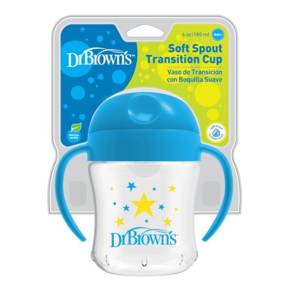 Dr. Brown's Soft Spout Transition Cup, 6 ounce, Blue Packaging Image