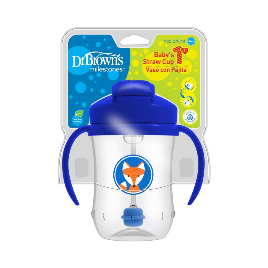 Dr.Brown's® Baby's First Straw Cup is a spill-proof straw cup that