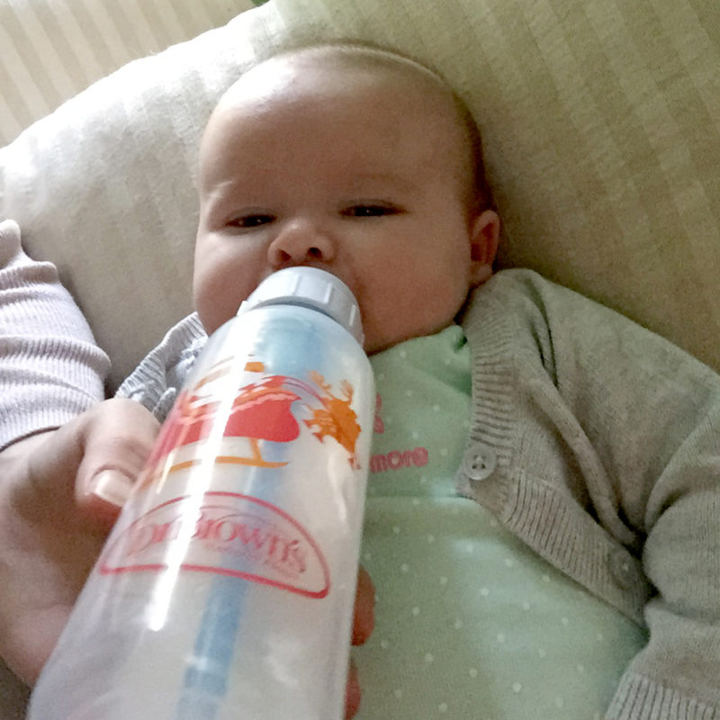 Juliana drinking from bottle