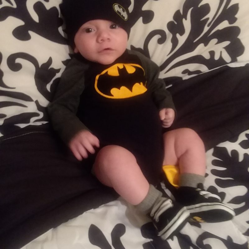Damian with Batman outfit