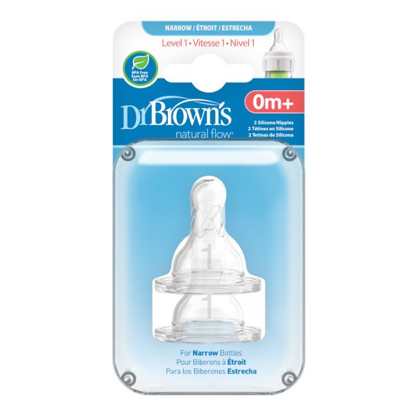 Package of Dr. Brown's Narrow Bottle Nipples, Level 1, 2 Count