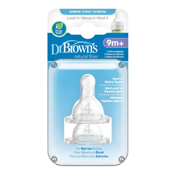 Package of Dr. Brown's Narrow Bottle Nipples, Level 4, 2 Count