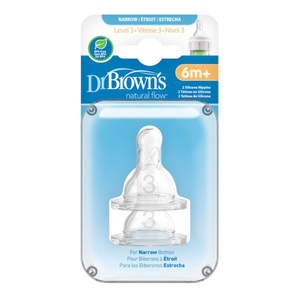 Package of Dr. Brown's Narrow Bottle Nipples, Level 3, 2 Count