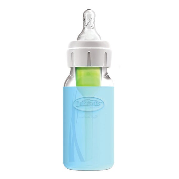Product image of blue sleeve on glass bottle