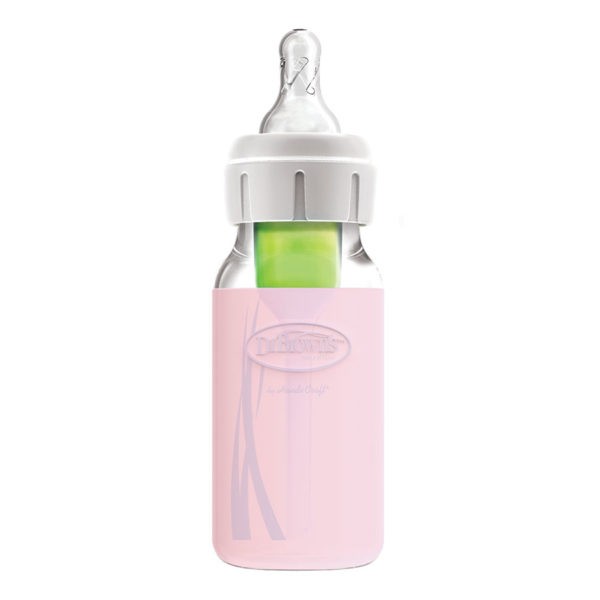 Product image of pink sleeve on glass bottle