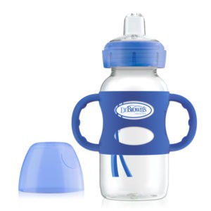 Dr. Brown's Options+ Wide-Neck Sippy Bottle with Silicone Handles, Blue