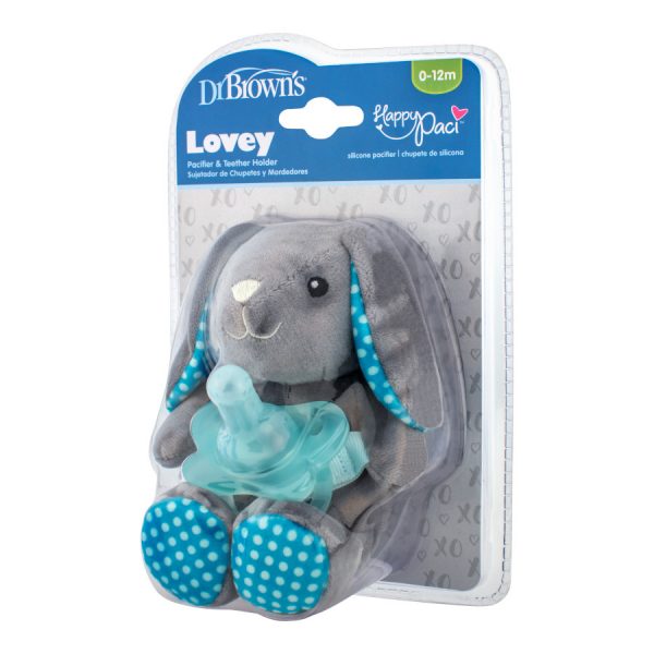 Product image of bunny lovey pacifier and teether holder