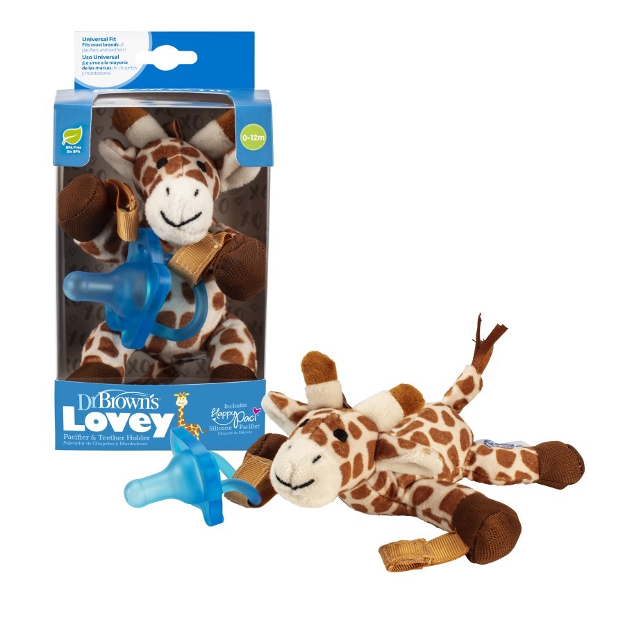 Blue Calf Baby Silicone Pacifier with CUDDLY Plush Animal 