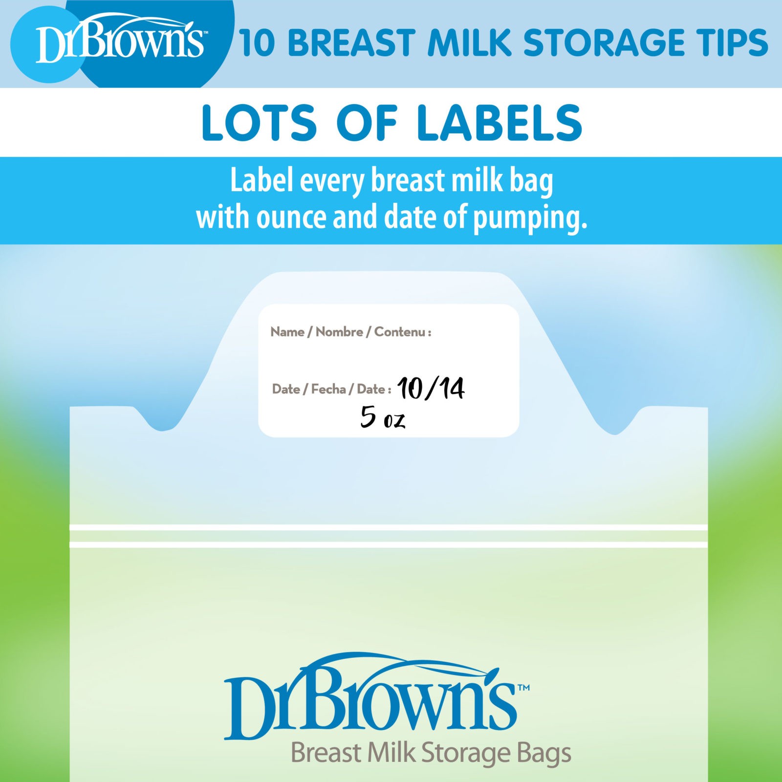 breast milk storage bag label