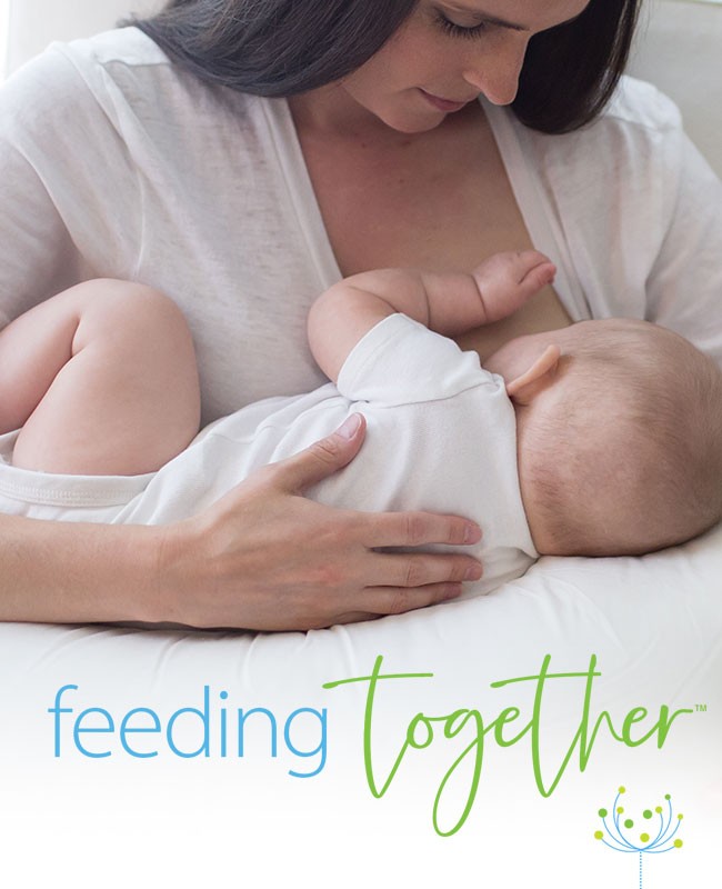Lactation expert support. Mom breastfeeding baby