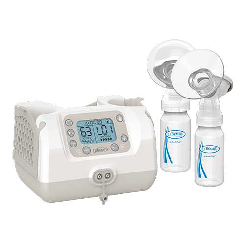 Dr. Brown's Customflow Double Electric Breast Pump with 2 narrow Dr. Brown's Bottles