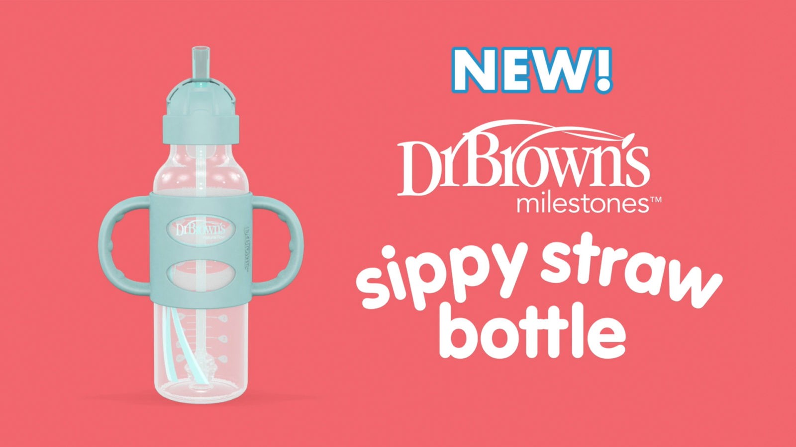 Dr. Brown's Dr. Brown’s® Milestones™ Sippy Straw Bottle with Silicone Handles, 8 oz/250 ml