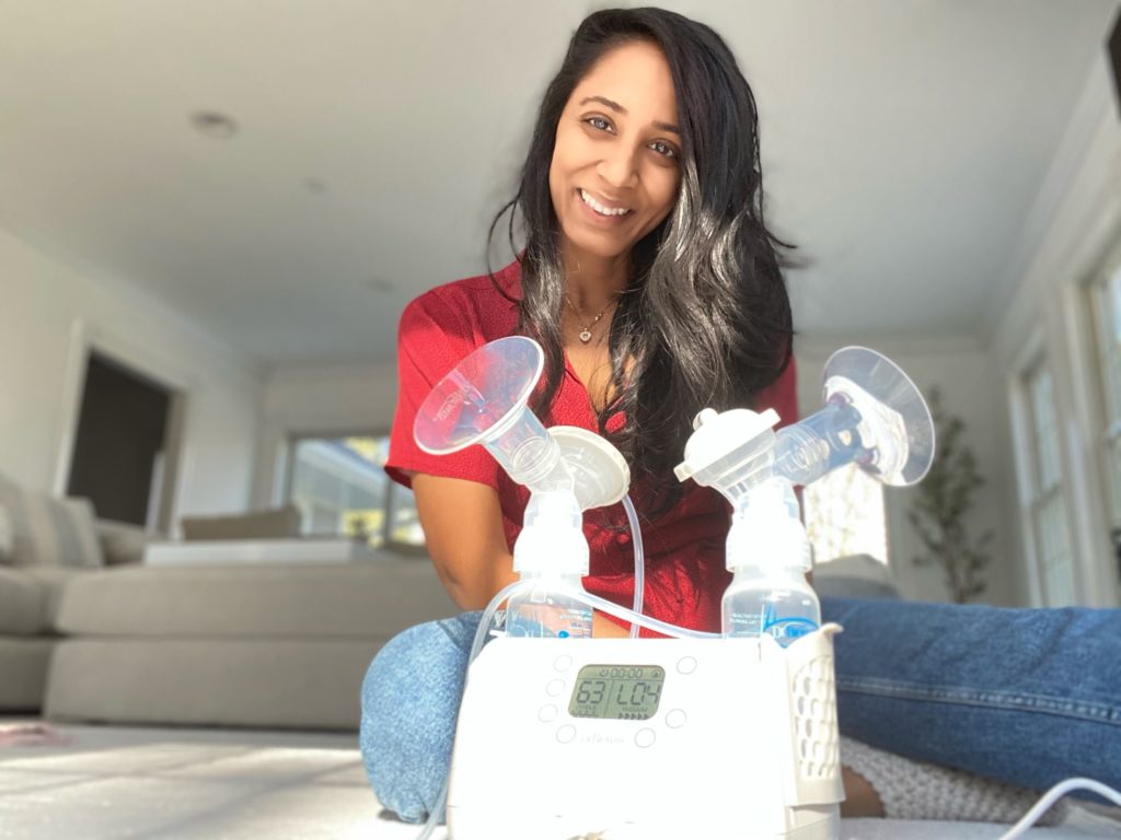 Mom_with_Customflow_Double_Electric_Breast_Pump