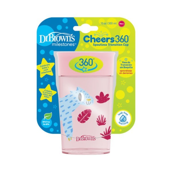 Dr. Brown's Cheers360™ Spoutless Transition Cup Pink Cup in packaging