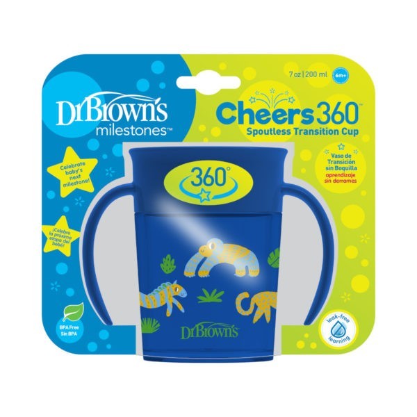 Dr. Brown's Cheers360™ Spoutless Transition Cup Blue Cup in packaging