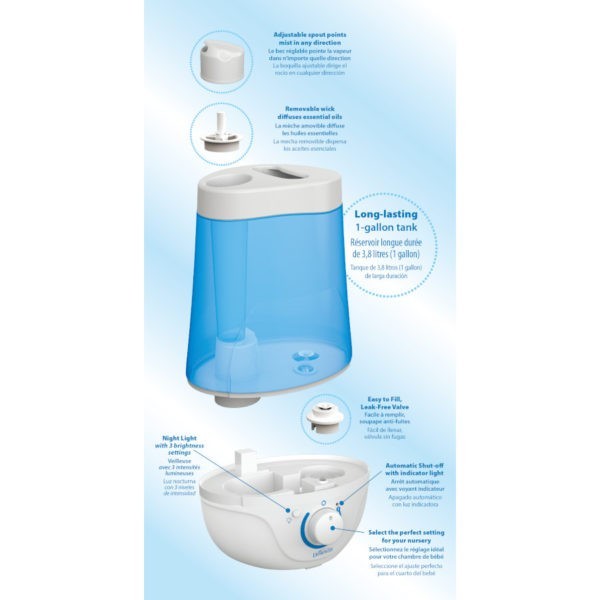 Dr. Brown’s™ Ultrasonic Cool Mist Humidifier with Nightlight Packaging Side