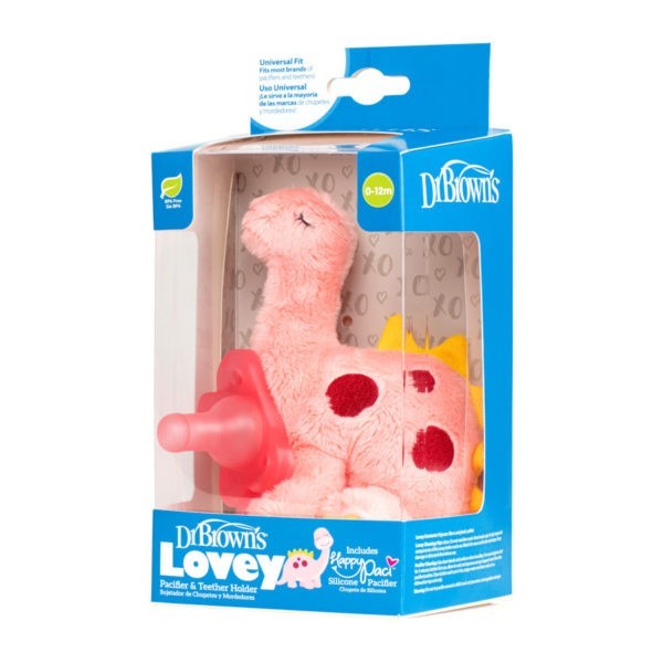 Dr. Brown's Dino lovey and pacifier Holder with Happypaci packaging