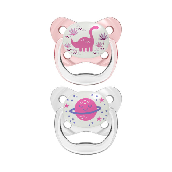Dr. Brown's™ PreVent™ Contoured Glow-in-the-Dark Pacifiers w/ Dinosaur and Planet