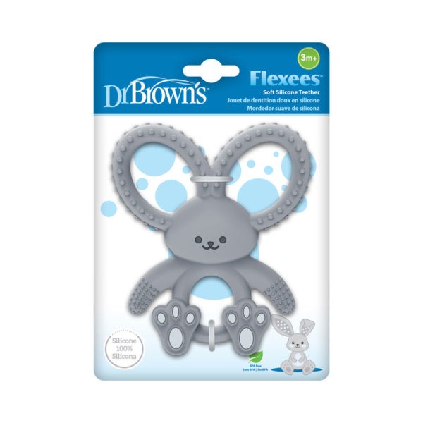 Flexees™ Bunny Teether, Gray - Packaged