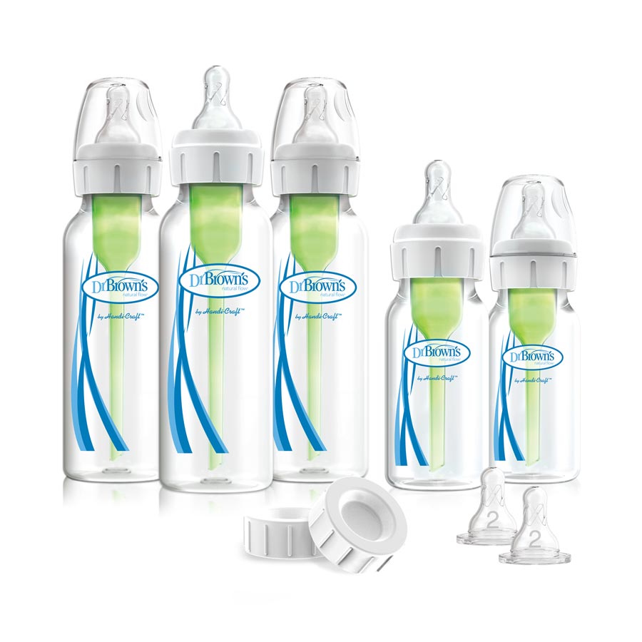 Brown's BPA Free Polypropylene Natural Flow 5 Bottle Newborn Feeding Set NEW Dr 