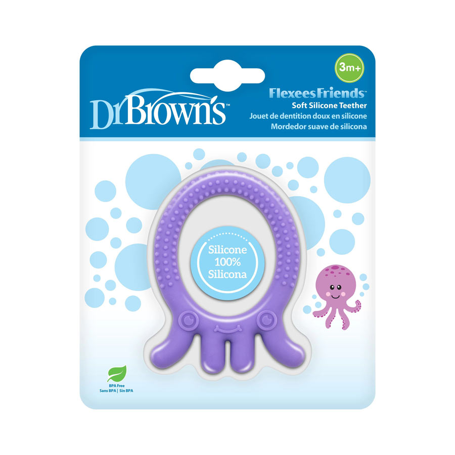 Dr Brown's Flexees A Shaped Teether BLUE or PINK Baby Soother Teething Toy 