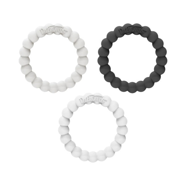Beaded Teether Ring - Black, White & Gray