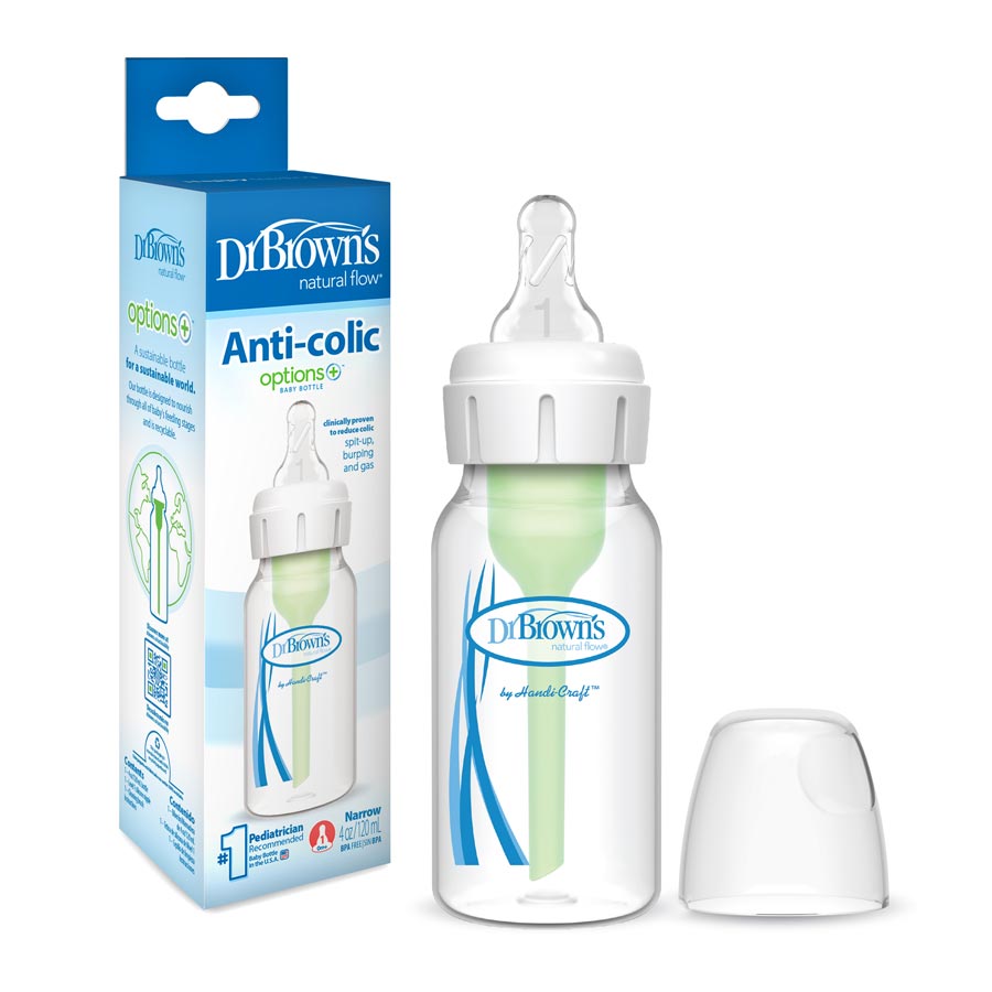 Dr. Brown's Natural Flow® Anti-Colic Options+™ Narrow Baby Bottle, with  Level 1 Slow Flow Nipple | Dr. Brown's Baby