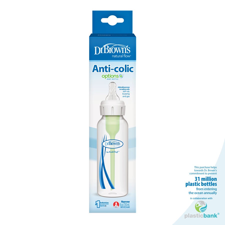 Dr. Brown's Natural Flow® Anti-Colic Options+™ Narrow Baby Bottle, with  Level 1 Slow Flow Nipple | Dr. Brown's Baby