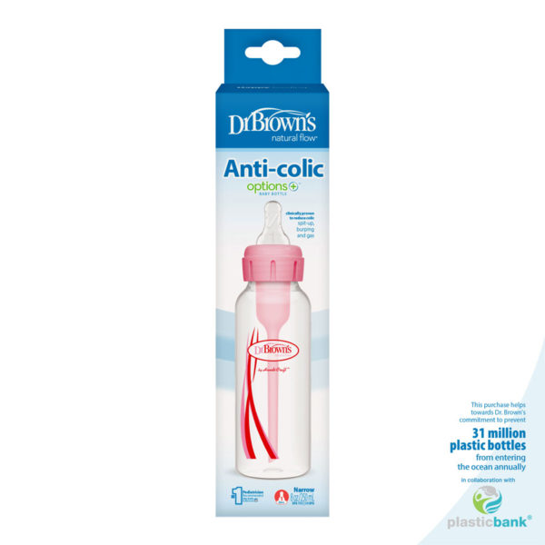Pink 8oz Narrow Plastic Bottle, Package