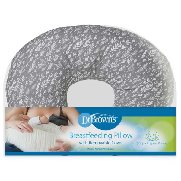 Gray Breastfeeding Pillow w/ removable cover, Packaged