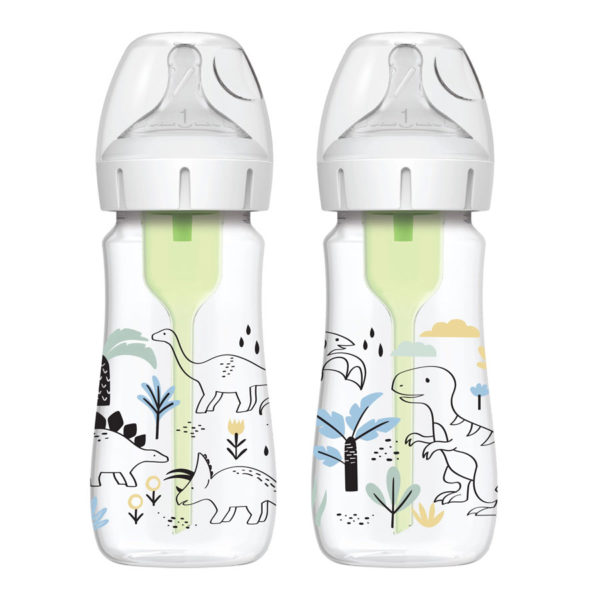 9 oz Wide-Neck bottle, 2-pack, Dinosaur design