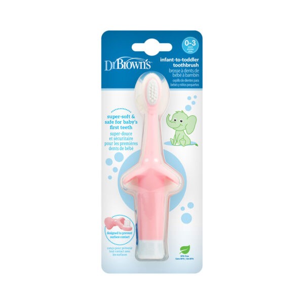 Pink Elephant toddler toothbrush, packaged
