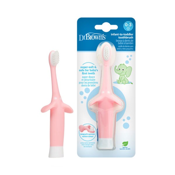 Pink Elephant toddler toothbrush, product and packaging