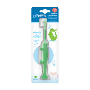Green Crocodile toddler toothbrush, packaged