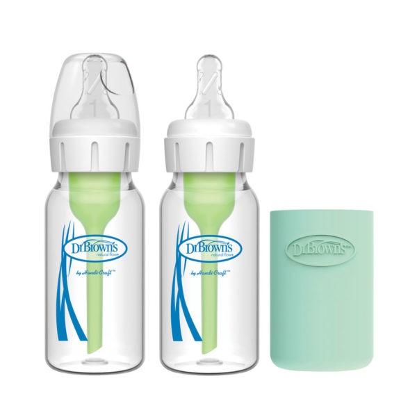Options+ Narrow Glass Bottle with Silicone Sleeve, 4oz