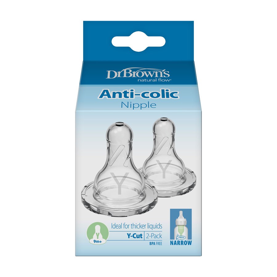 Dr. Brown's Natural Flow® Narrow Baby Bottle Silicone Nipple, 2