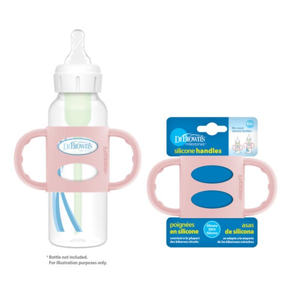 Light Pink Narrow Silicone Handles, Packaged and on Bottle