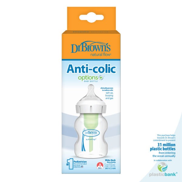 Dr. Brown’s Natural Flow® Options+™ Anti-Colic Wide-Neck Bottle 5oz, Package