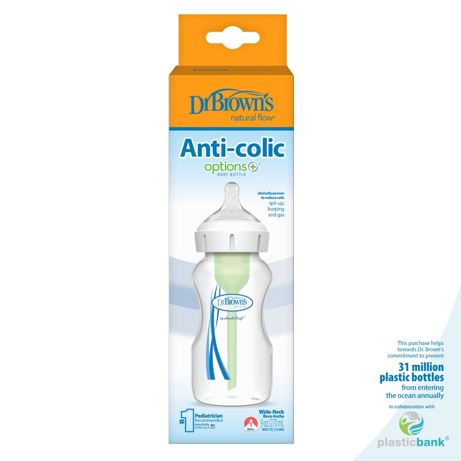 Dr.　Flow®　Baby　Anti-Colic　Options+™　Wide-Neck　Natural　Level　Flow　Bottle,　with　Slow　Brown's　Nipple　Dr.　Brown's　Baby