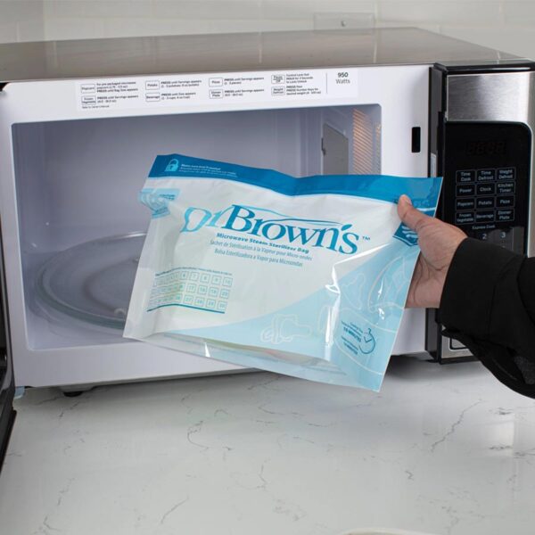 Sterilizer Bag being placed in microwave