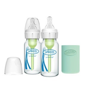 Options+ Narrow Glass Bottle with Silicone Sleeve, 4oz